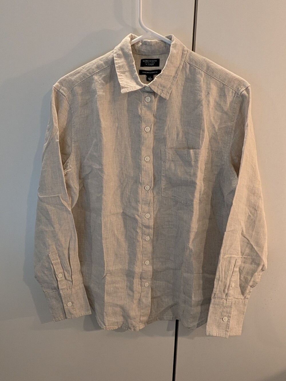 J Crew Baird McNutt Woman's Size 2 Beige Irish Linen Button-Down Shirt NWT
